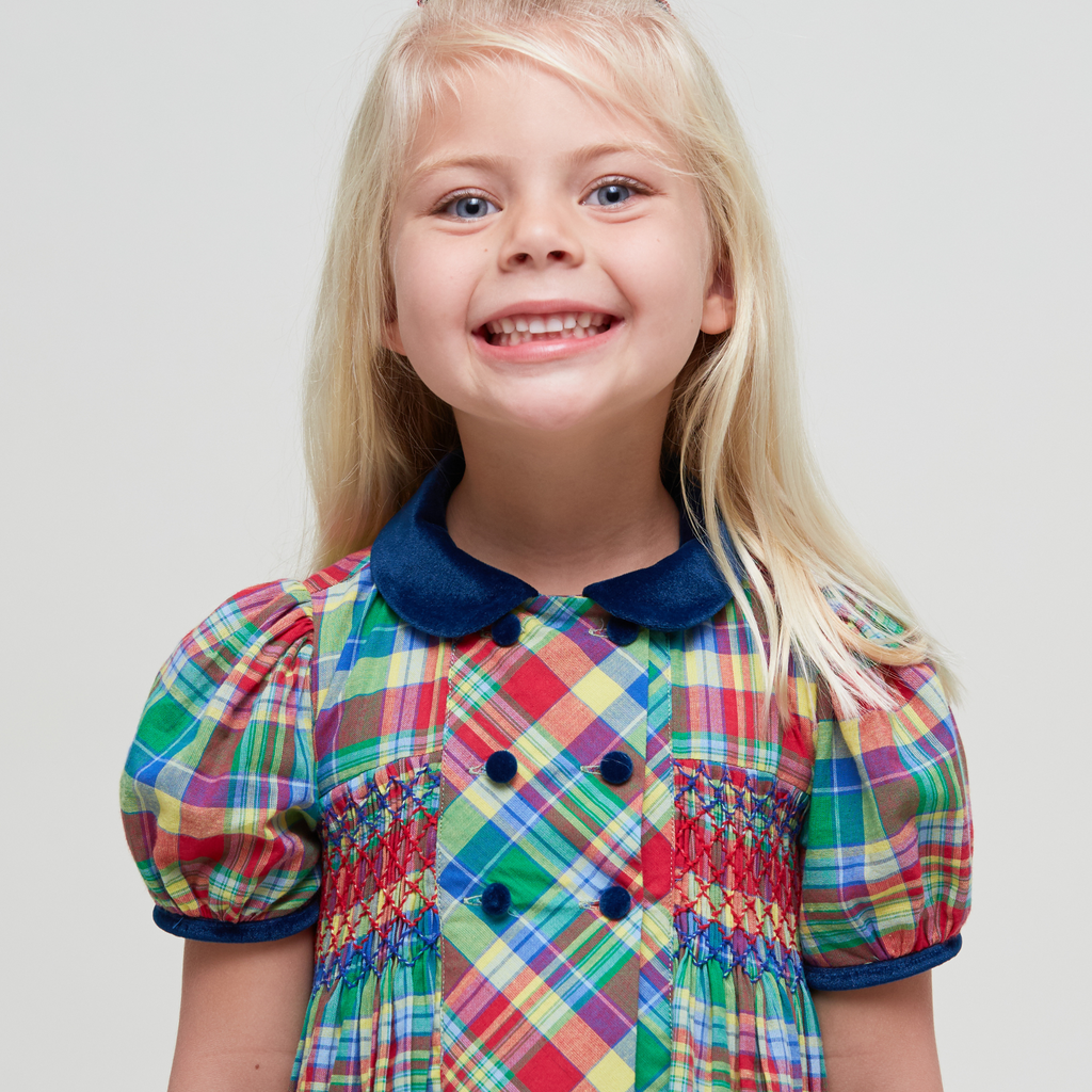 Piper Smocked Dress in Playground Plaid - Nanducket