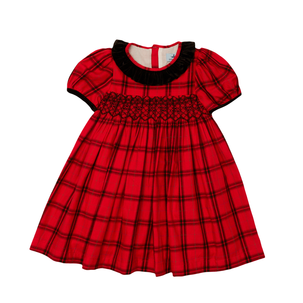 Royal Red Smocked Plaid Dress - nanducket