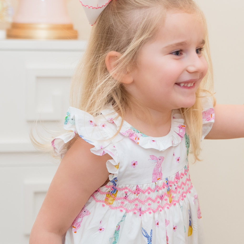 Lily's Smocked Bow Dress in Easter Parade - Nanducket