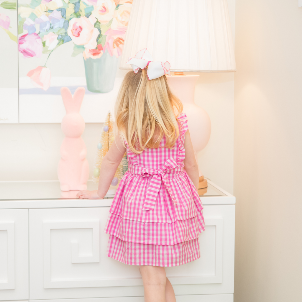 Ava Smocked Dress in Cotton Candy Pink Gingham - Nanducket