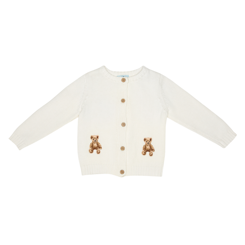 Teddy Bear Cardigan in White -nanducket