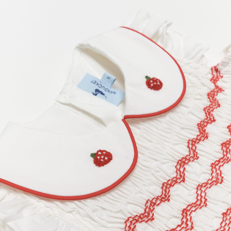 Charlotte Hand-Embroidered Strawberry Dress - Nanducket