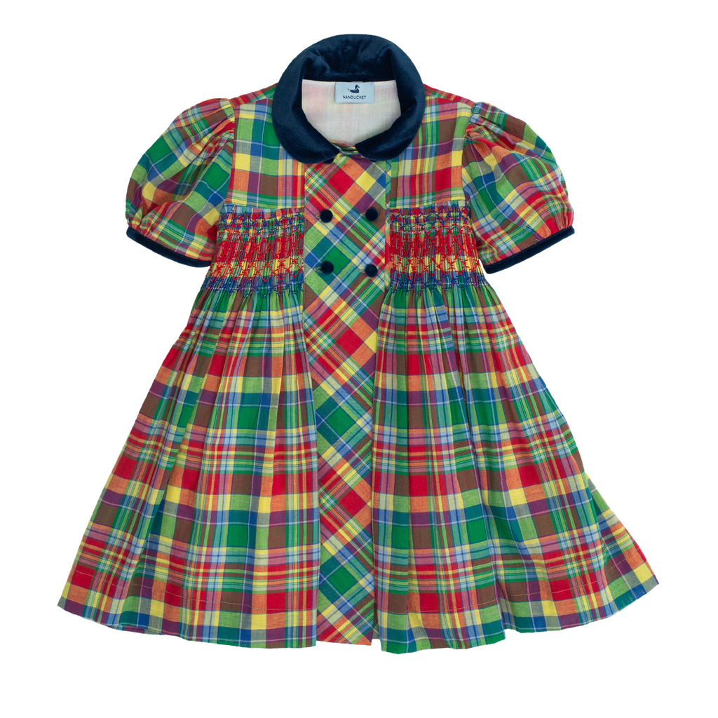 Piper Smocked Dress in Playground Plaid - Nanducket