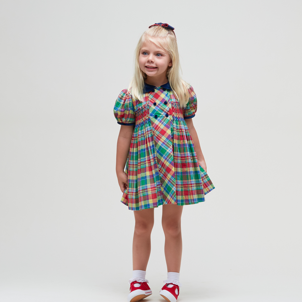 Piper Smocked Dress in Playground Plaid - Nanducket