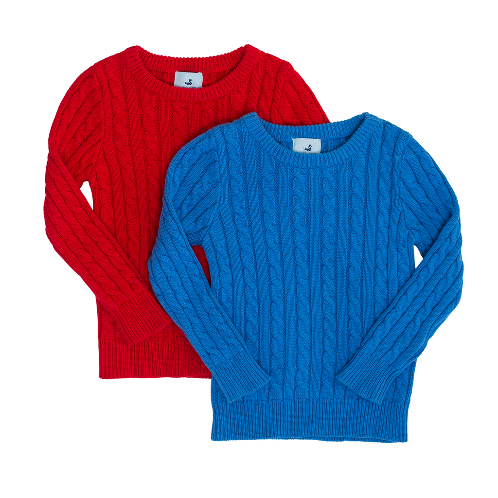 Hunter Cable Knit Sweater in Sankaty Red - Nanducket