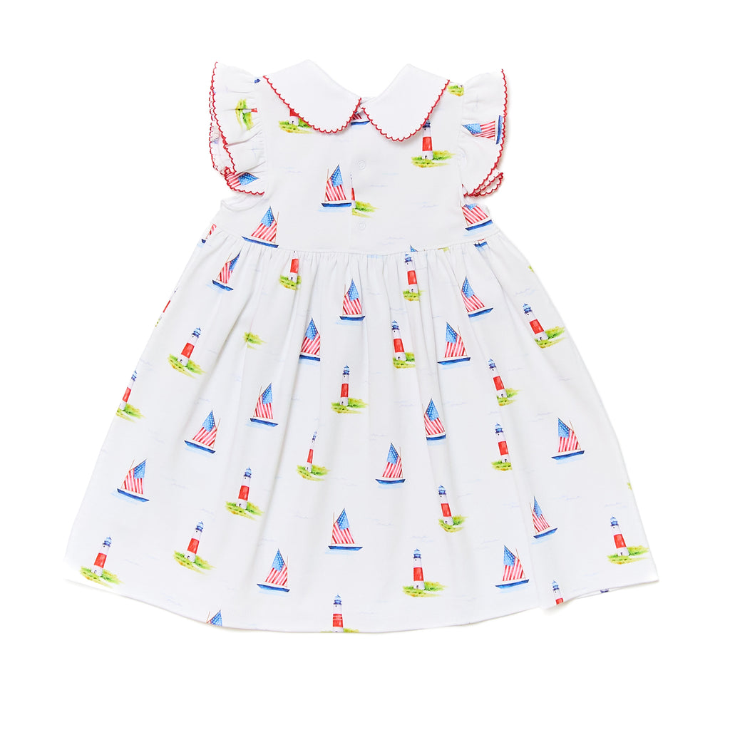 Pima Flutter Sleeve Dress in Sailboat Print - Nanducket