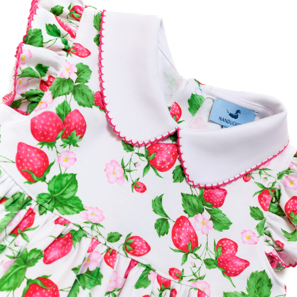 Pima Flutter Sleeve Dress in Strawberry Fields - Nanducket
