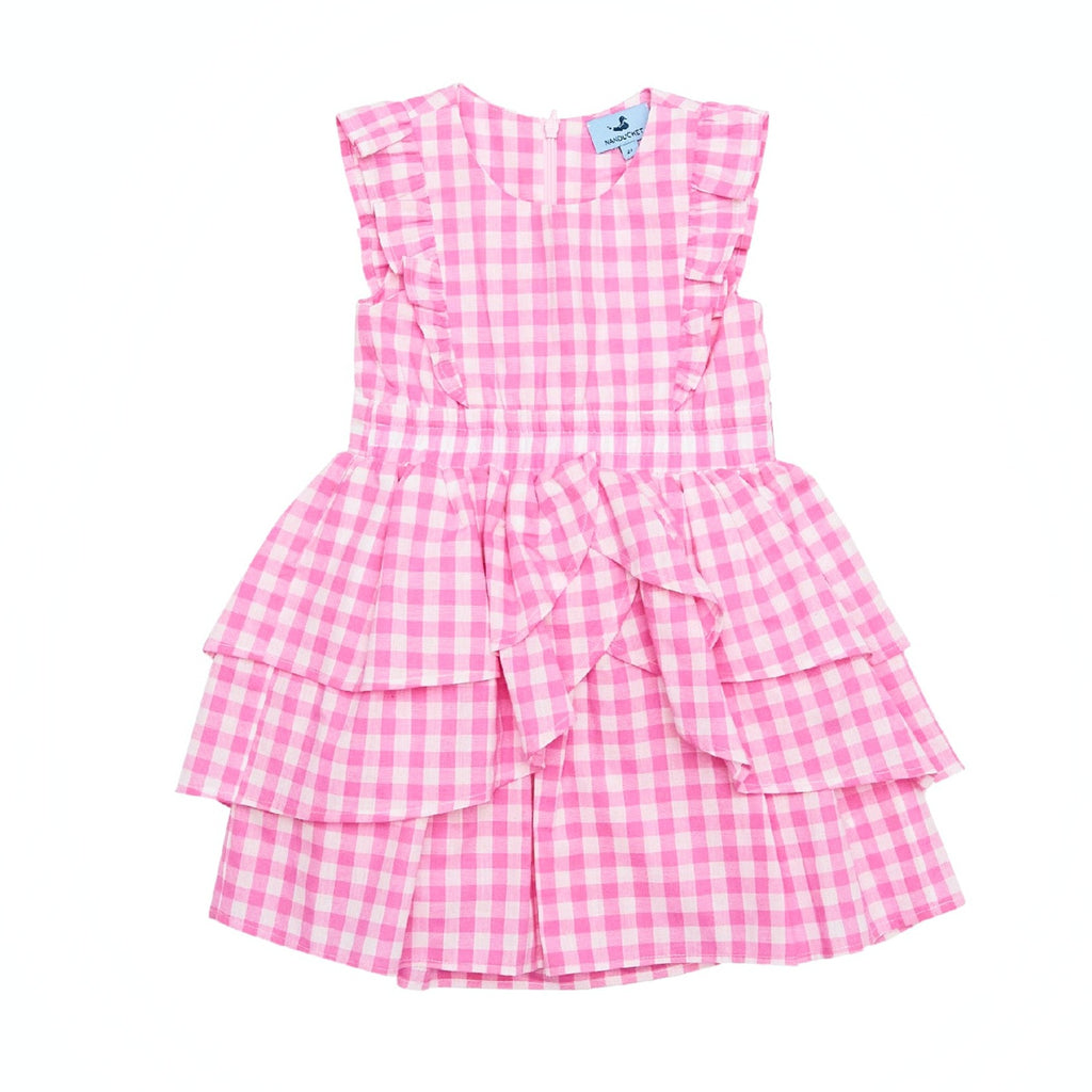 Ava Smocked Dress in Cotton Candy Pink Gingham - Nanducket