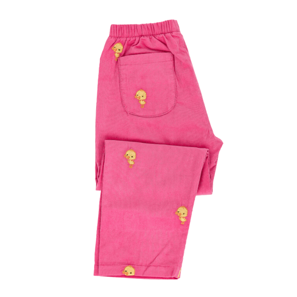 Blush Blossom Ack Embroidered Corduroy Pants - Nanducket