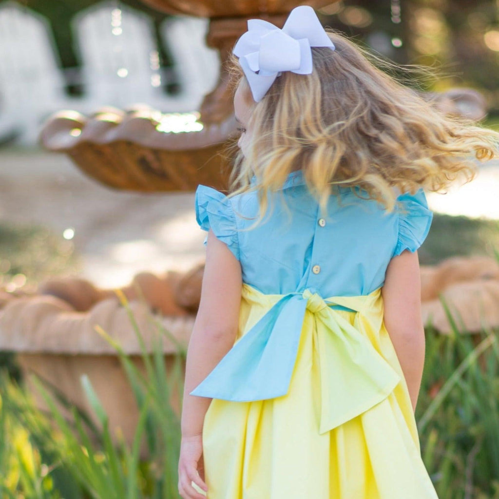 Emma Rose Dress in Aqua and Yellow - Nanducket