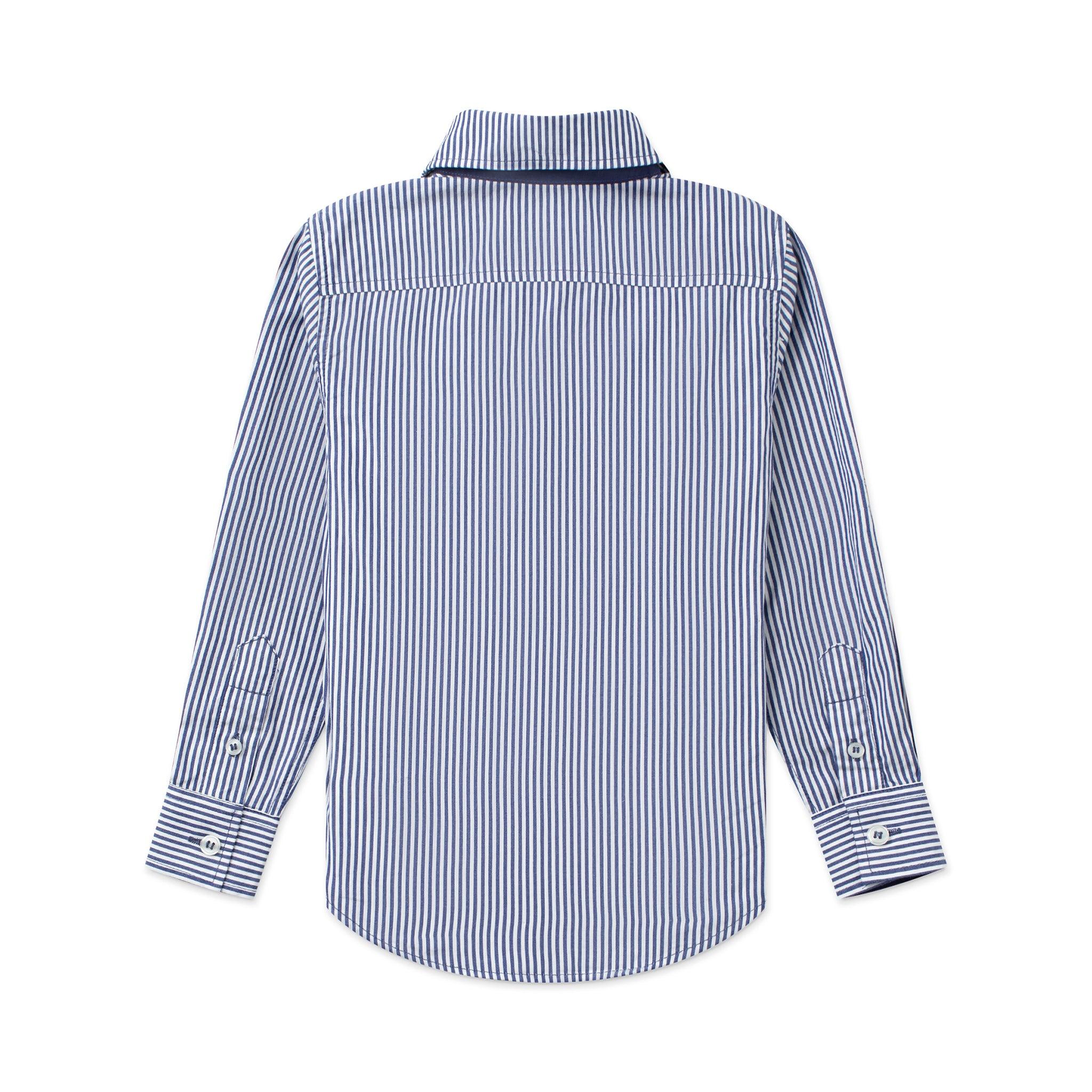 Boys Oxford Shirt in Navy Blue Mini Stripe – Nanducket
