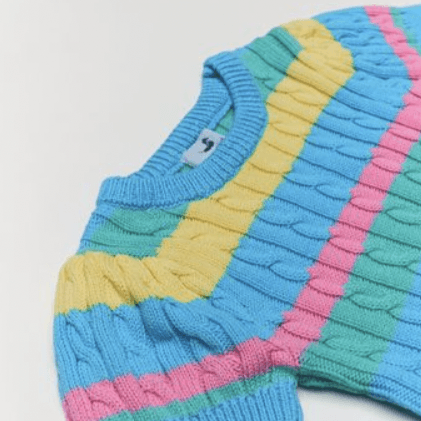 Rainbow Cotton Short Sleeve Sweater - Nanducket